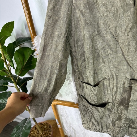 Sonia Rykiel Linen Crinkle Tan Blazer Jacket sz 44 - Picture 4 of 6
